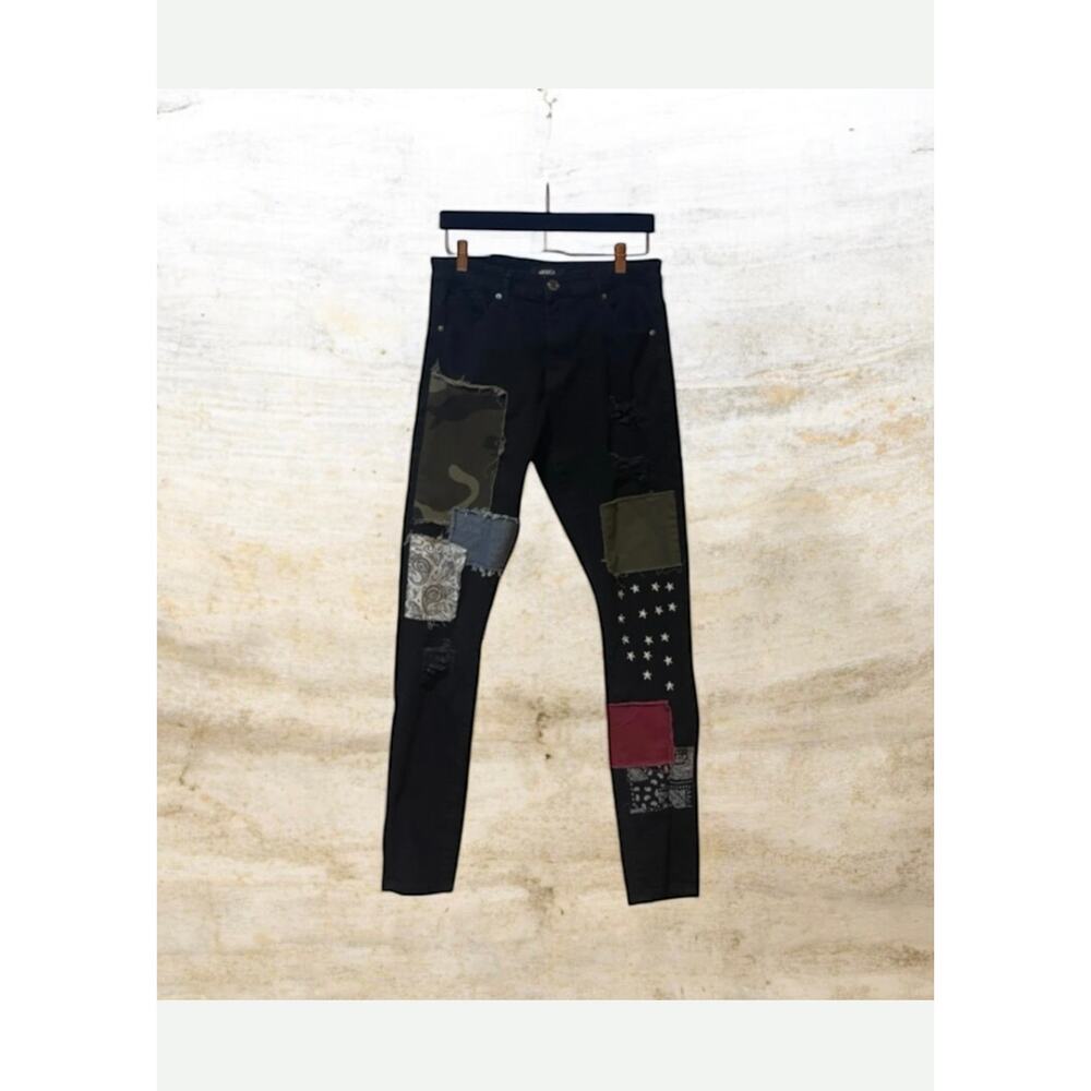 ABSECAI Distressed Straight Leg / Skinny Jean Skateboarder Stretch size 34
